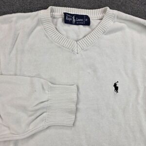 Vintage Polo Ralph Lauren Sweater Mens Med Crew Neck Knit Cotton Made in USA